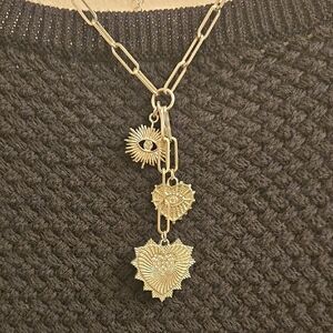 Gold Heart and Sun Pendant Necklace